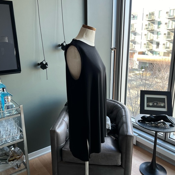 New Eileen Fisher Side Slit Jersey Sleeveless Tunic in Black Size Large - Picture 3 of 7